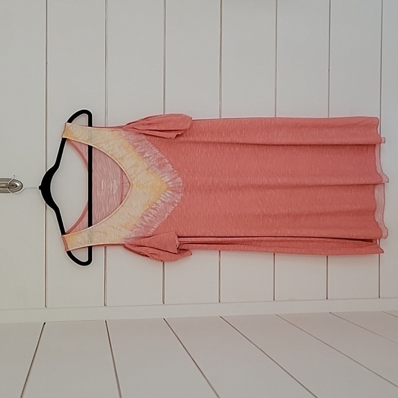 SONOMA large pink tie dyed midi dress peek a boo shoulders - Picture 1 of 3
